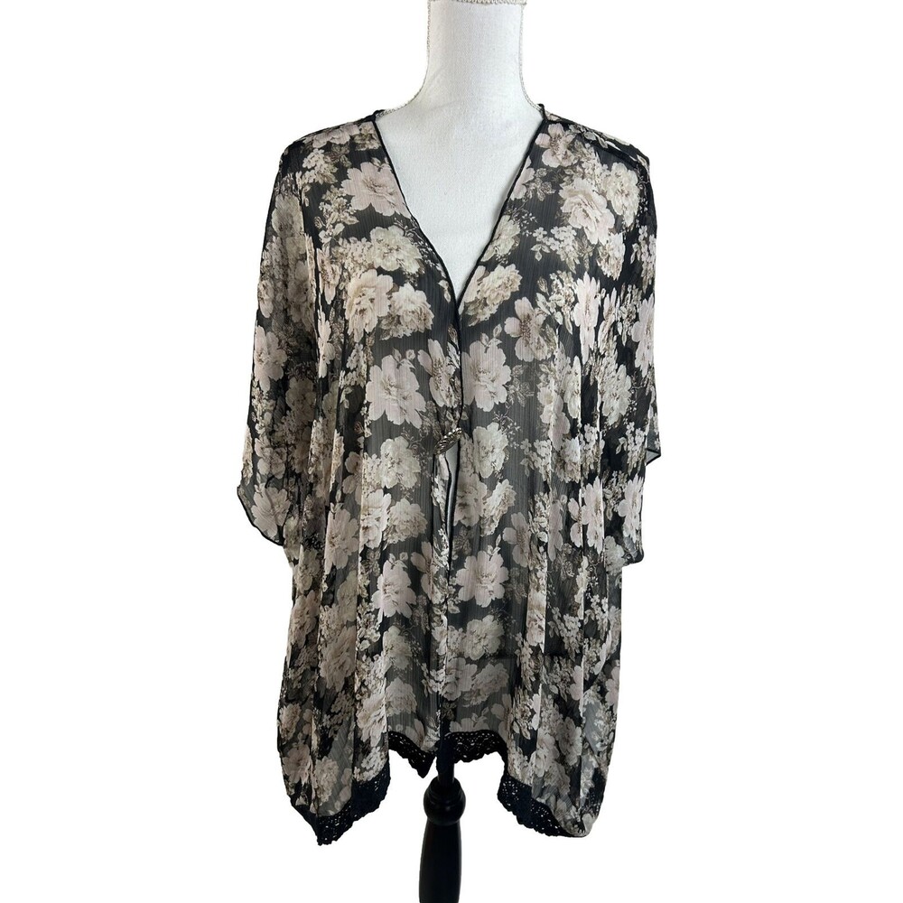 Mason + Mackenzie Sheer Neutral Granny Floral Kimono Size Med Boho Festival